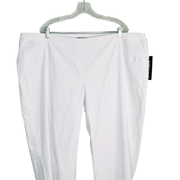 Ashley Stewart Pants Size 28 White Seersucker Ankle Length Pants New - Picture 3 of 10